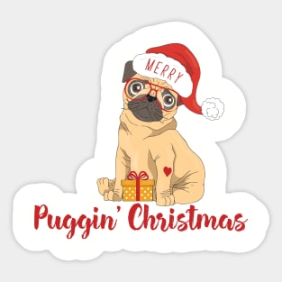 Merry Pugs Christmas, Christmas Shirt, Funny Xmas Tee Sticker